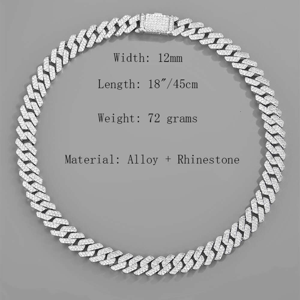 Wholesale Fashion Jewelry Hip Hop Two Tones Diamond Chain Link Gemstone Necklace Miami Cuban for Men Women