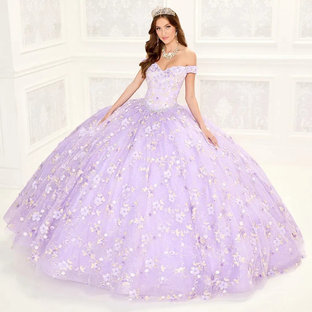 Lilac Mexican Quinceanera Dresses Ball Gown Off The Shoulder Appliques Lace Puffy Charro Sweet 16 Dresses 15 Anos