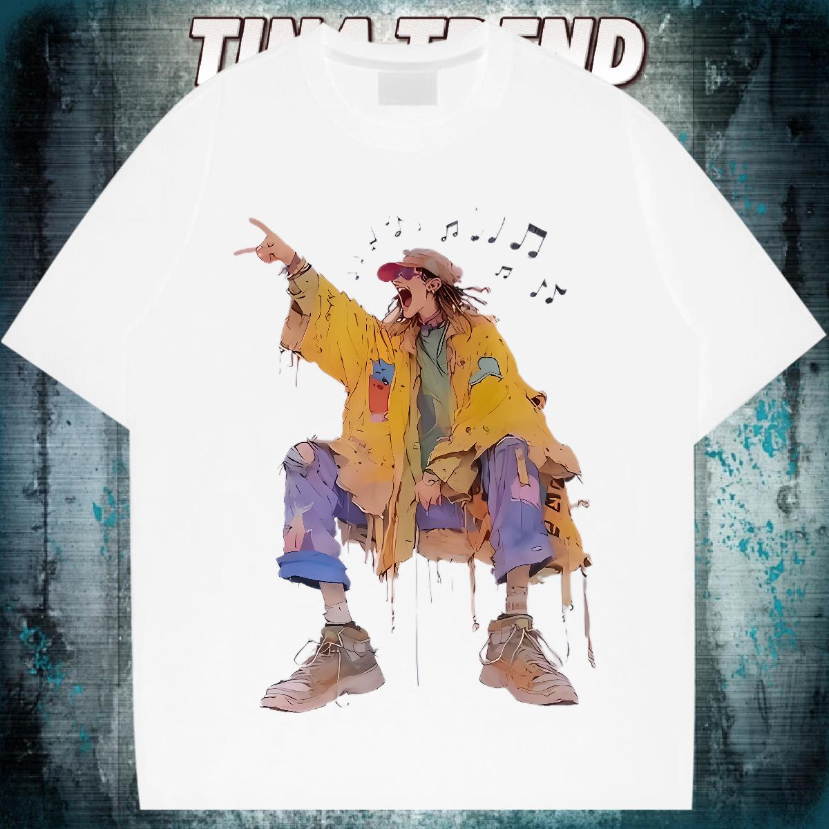 Cool T-Shirts for Men Outdoor 180g Cotton Men Tees Designer Fashion Floral Print Tee Shirt