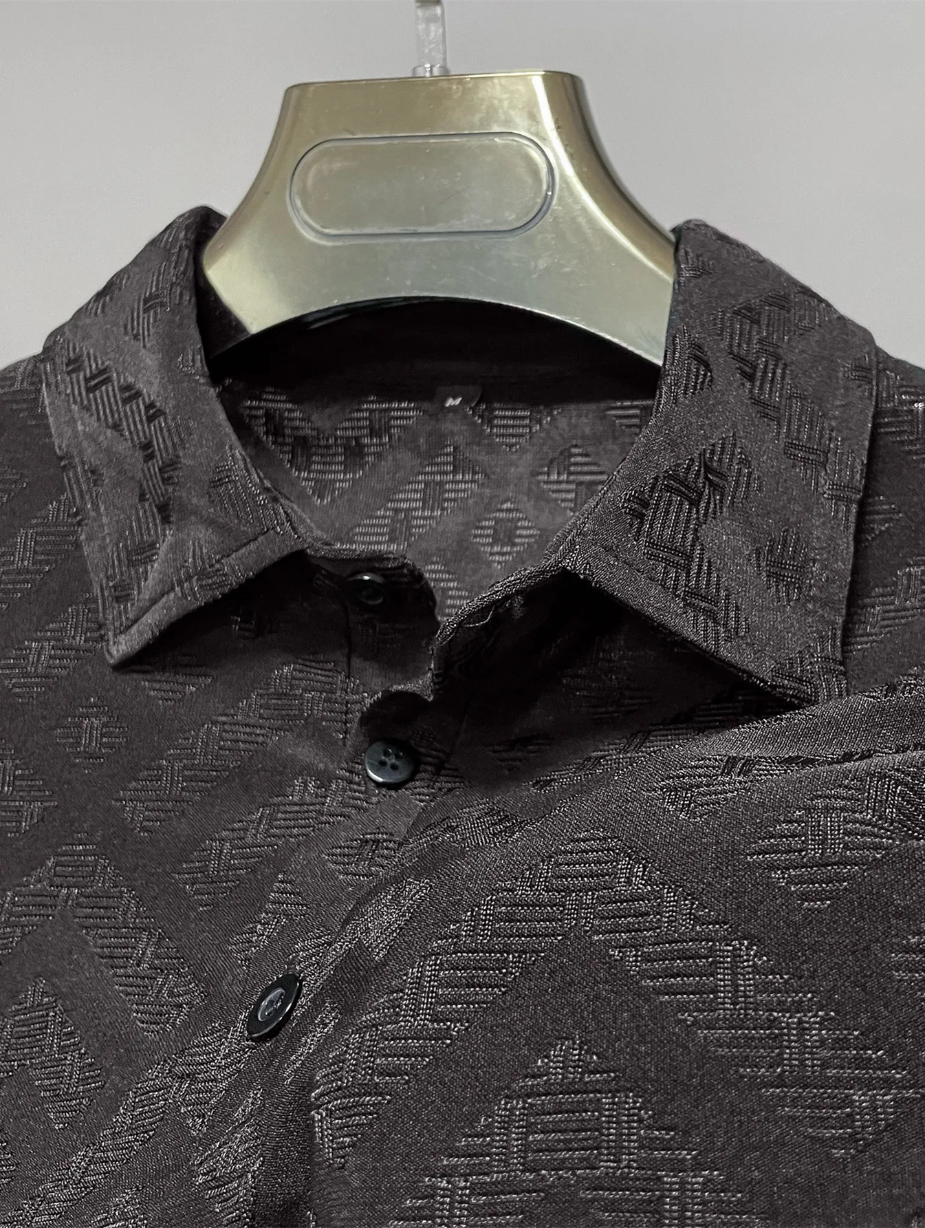 Mens Casual ShortSleeved Jacquard Weave Polo shirt Fashion Lapel Tshirt Breathable Button Shirt Clothing 240601