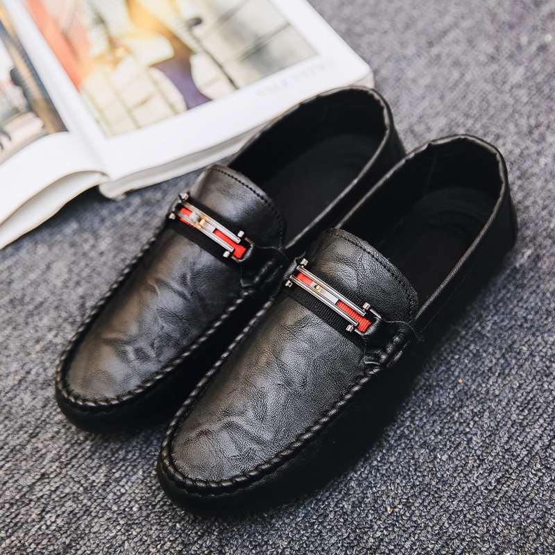 2024 New Personalized British Social Loafers Black Summer Breathable Fashion Slip-On Men'S Shoes