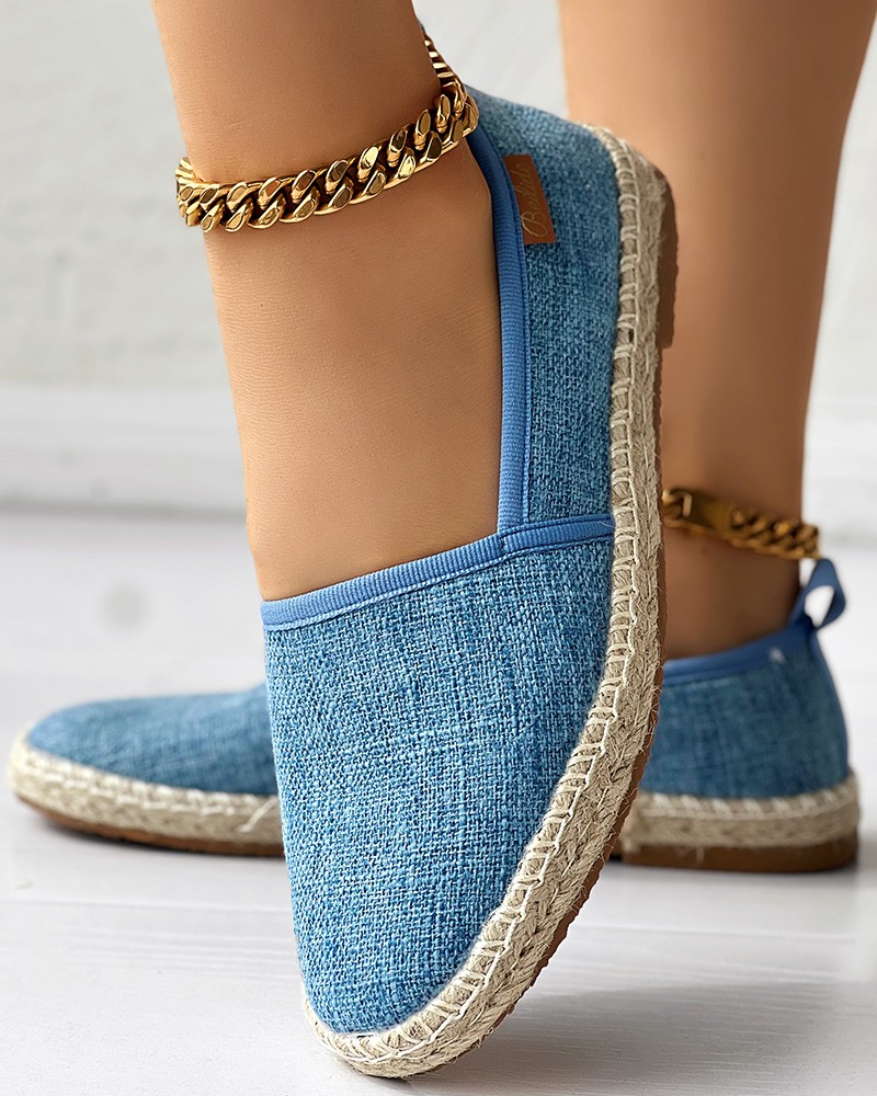 Espadrilles Women's Contrast Paneled Footwear Flat Canvas Shoes Hemp Lazy Flats for Men Moccasins Male Loafers Driving Shoes