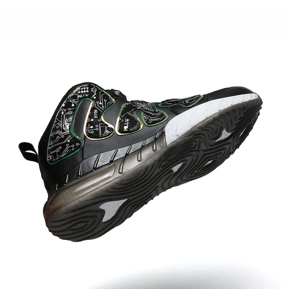 New leather Fashion men's High top rotary buckle sneakers