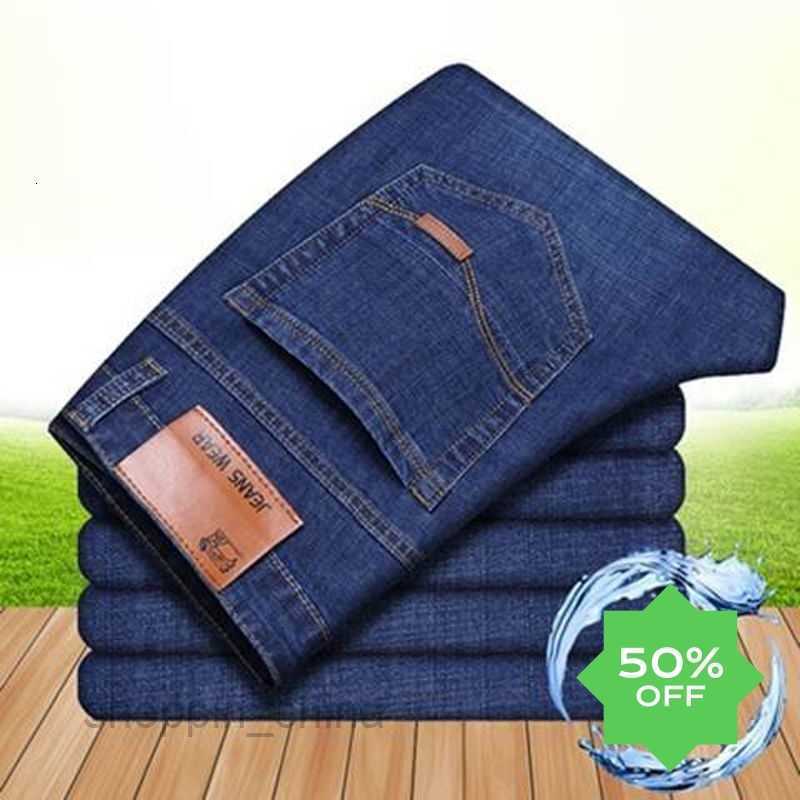 Men's Jeans Summer new elastic jeans men straight tube loose casual large size thin men's work wear-resistant long pants Denim Pants
