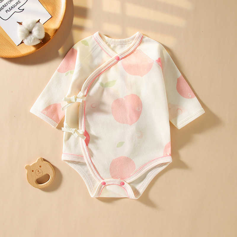 Baby Jumpsuits Rompers New Baby Bag Fart Coat Spring and Autumn Baby Harper Pure Cotton Newborn Long Sleeve Printed Boneless Climbing Clothes