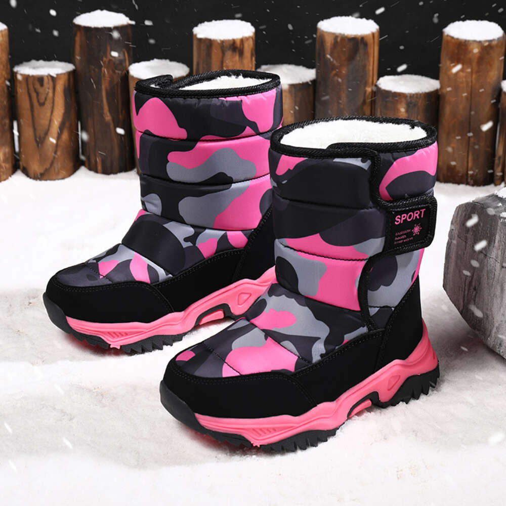 Factory Wholesale Customized Anti Slip Camo Printing Waterproof Insulated Warm Snow Boots for Kids Outdoor