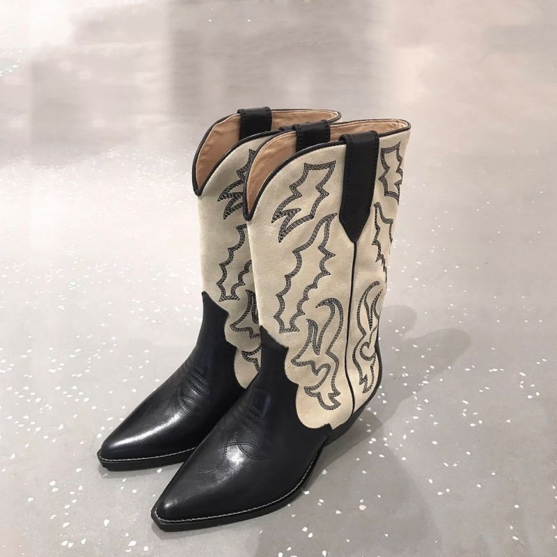 Women's Hot Retro Printed Leather Ankle Boots - Comfortable New Embroidery High Heels Casual Vintage Footwear