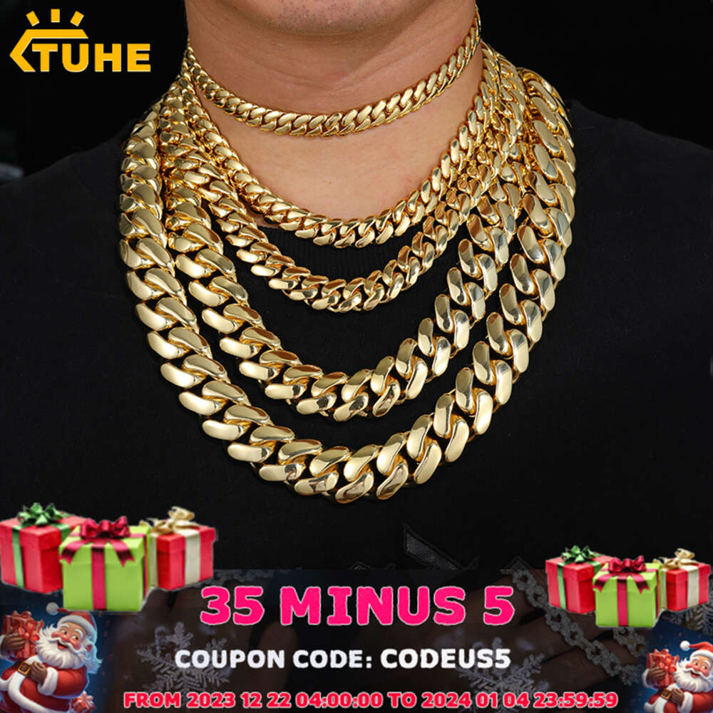 20mm Heavy Solid Gold Plated Miami Cuban Link Chains Hip Hop Jewelry Choker Necklaces for Men Wholesale Price