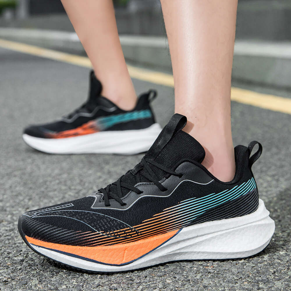 Custom Walking Fashion Breathable Fabric Knitted Sports Casual Sneaker Running Shoes for Men