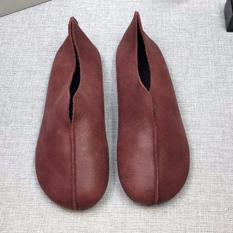 Moccasins Mother Loafers Soft Ballet Flats New Shallow Handmade Retro Casual Female Comfortable Genuine Leather Shoes