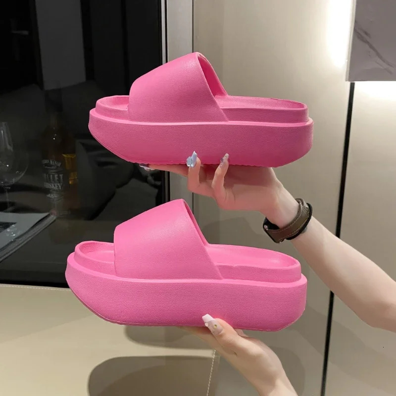 6cm Thick Sole EVA Slippers for Women Fashion Home Platform Slippers for Summer Outwear Non Slip Elevated Slippers for Women 240611