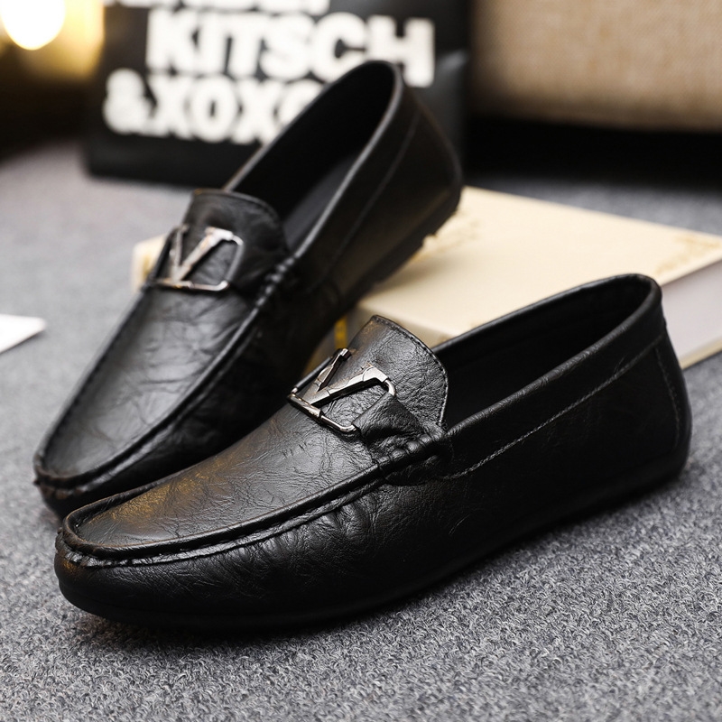 Spring And 2024 Summer New Breathable Casual Leather Soft Sole Loafers A Slip-On Doudou Men's Shoes