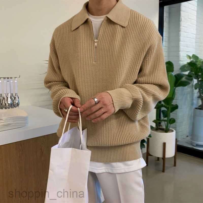 Men's Sweaters POLO Collar Sweater Man Winter Thickened Loose Half Zipper Knitwear Autumn and Winter Slouchy Fashion Coat