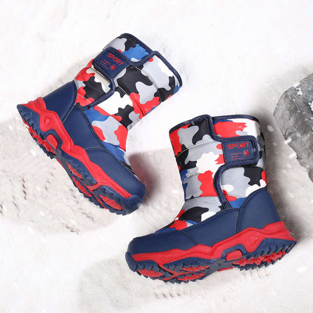 Factory Wholesale Customized Anti Slip Camo Printing Waterproof Insulated Warm Snow Boots for Kids Outdoor