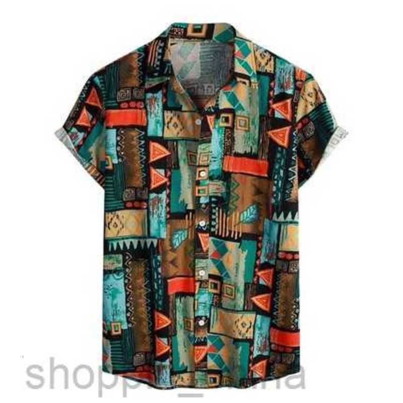 Men's Casual Shirts New men's fashionable summer casual cardigan top digital printing Hawaii short sleeved shirt for men tops