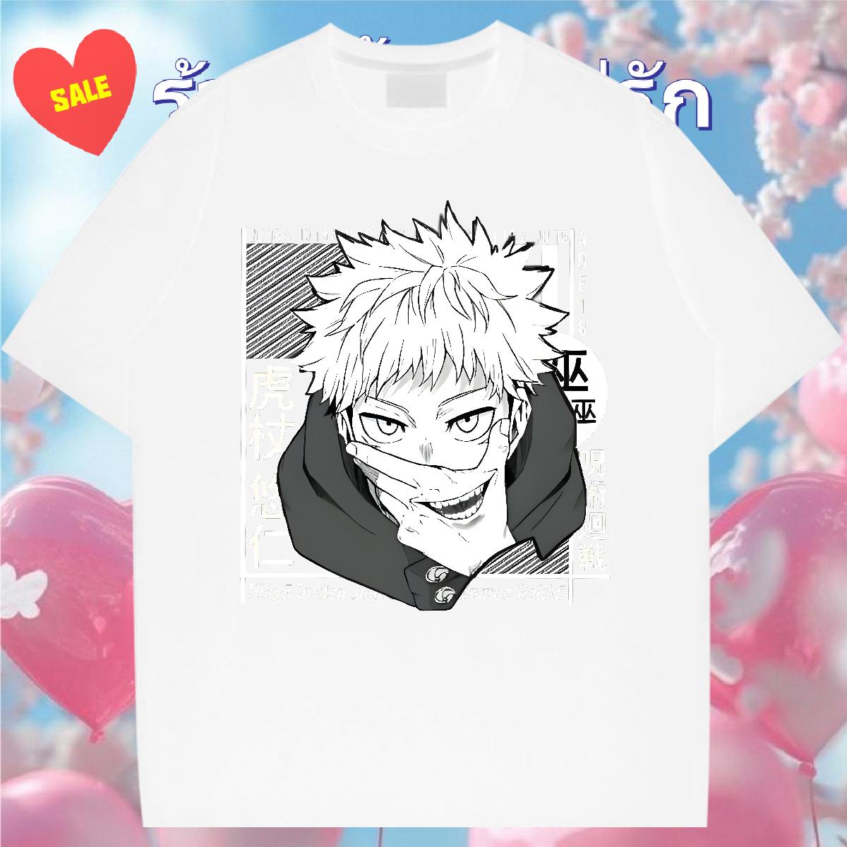 New Arrival Mens T Shirts White Plus Size Anime Printing Street Men Tees Cotton Breathable Cool