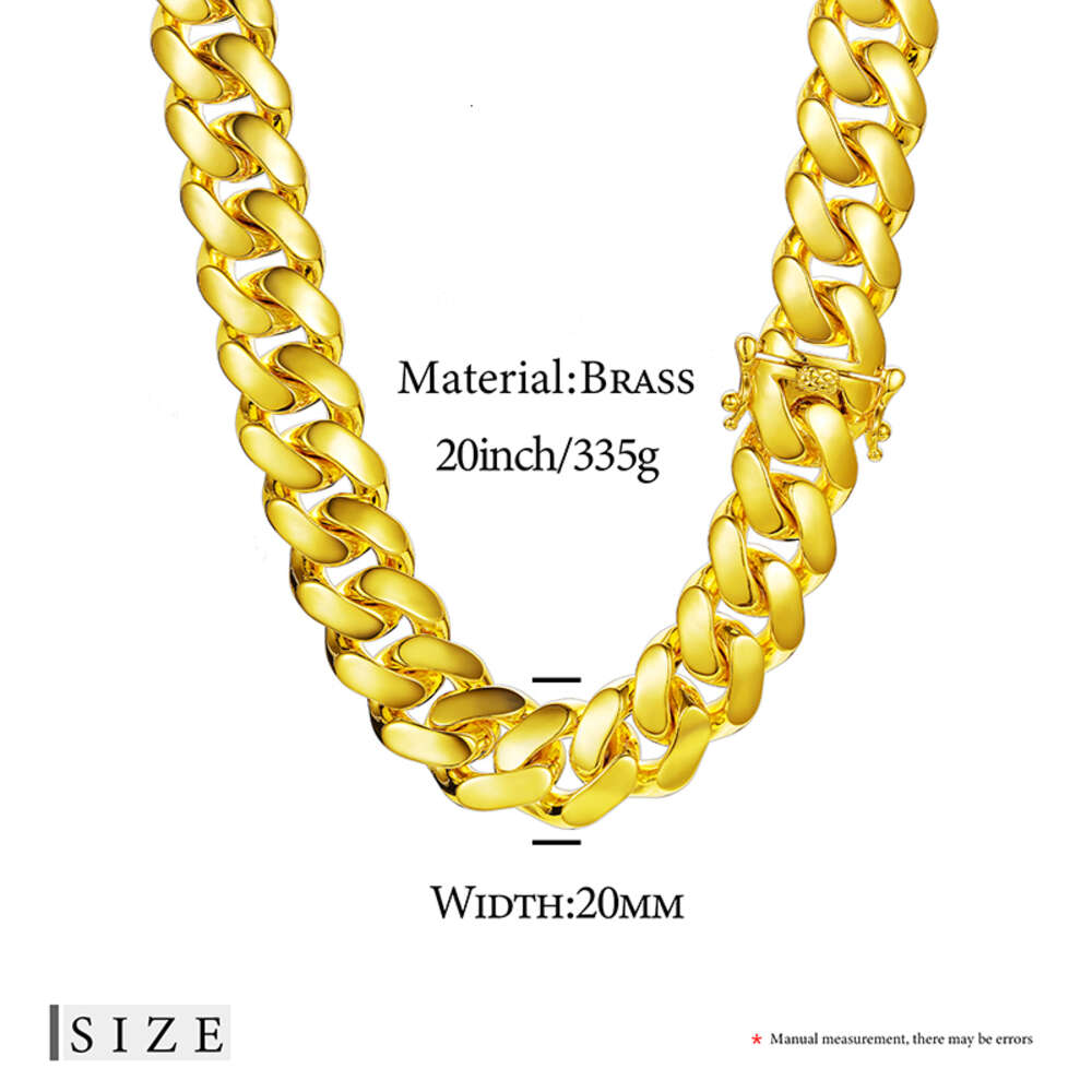 20mm Heavy Solid Gold Plated Miami Cuban Link Chains Hip Hop Jewelry Choker Necklaces for Men Wholesale Price