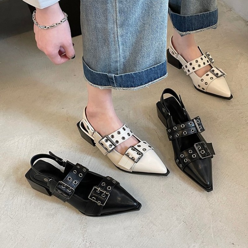 Pointy Mary Jane 2023 Summer Model with Skirt Small Leather Retro Chunky Single Shoes for Women