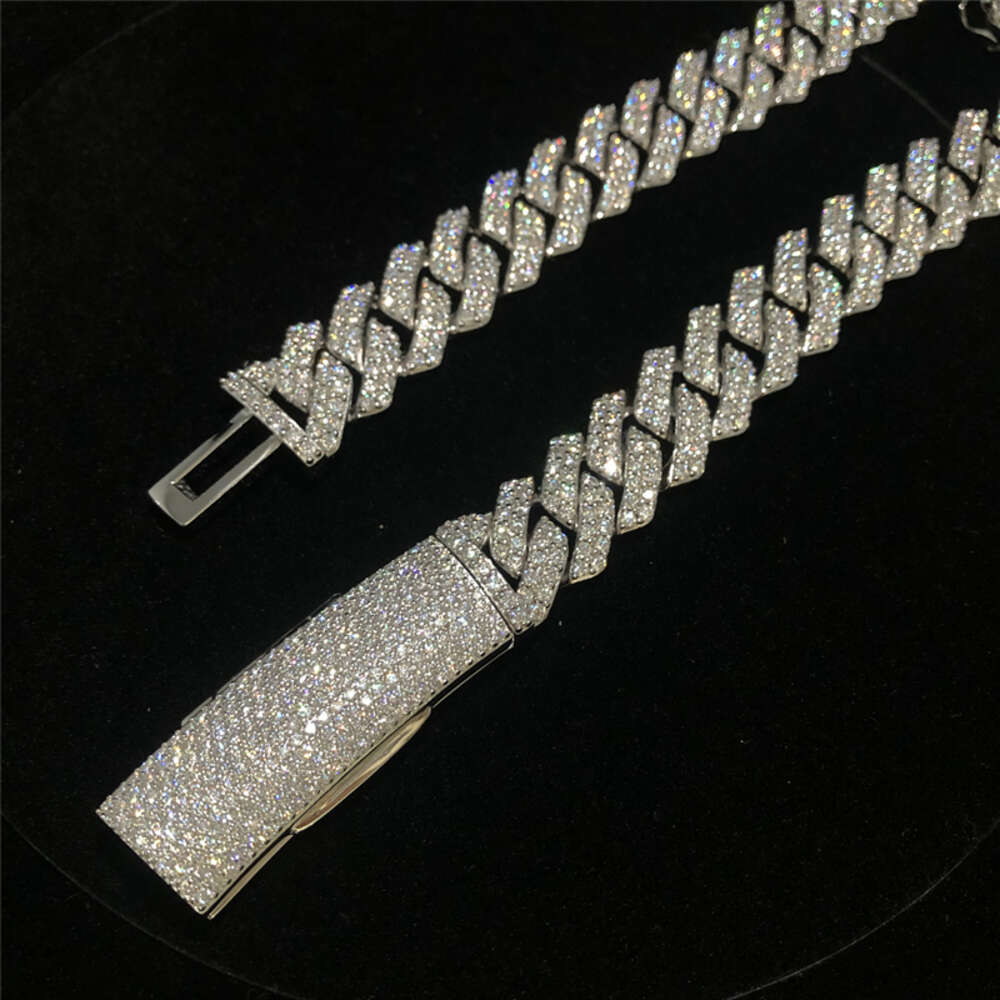 High Quality Iced Out Pass Diamond Tester Vvs Moissanite Hip Hop Jewelry Cuban Bracelet 15mm 925 Sterling Silver Cuban Links