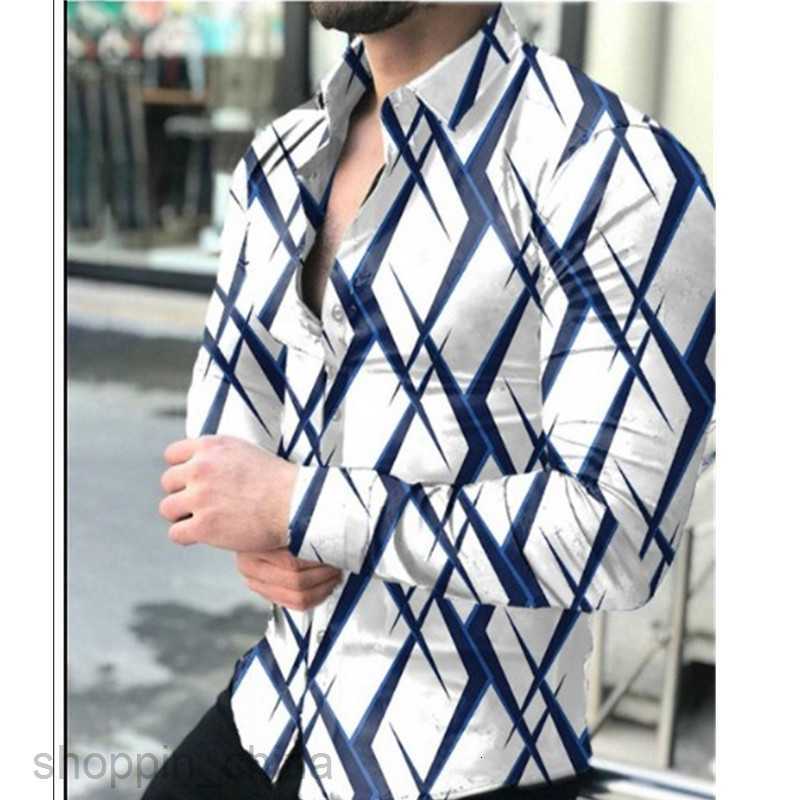 Men's Casual Shirts Spring and Autumn New Polo Neck Shirt 3D Printed Casual Loose Men's Long sleeved Top tops