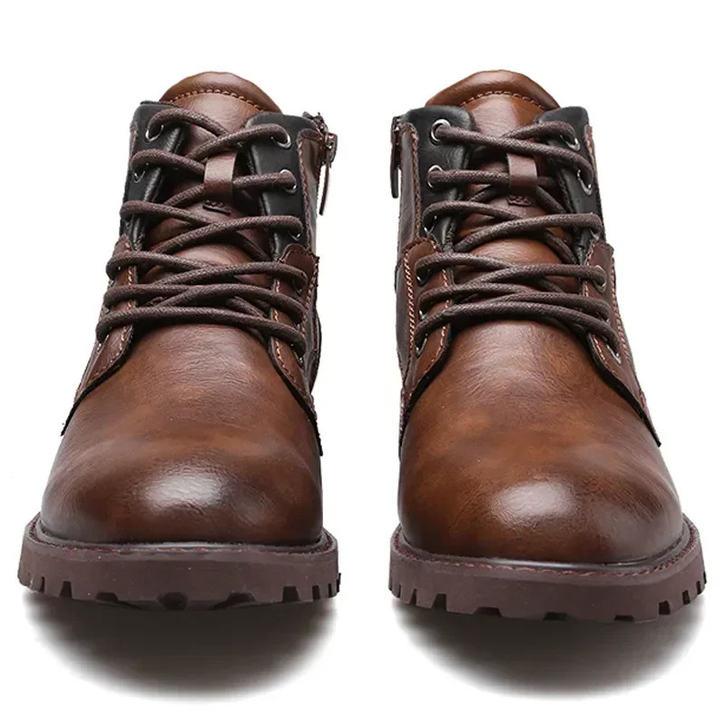 Vintage Men Boots Autumn Winter Shoes High Quality Mens Leather Side Zipper Ankle Large Size 3948 240611