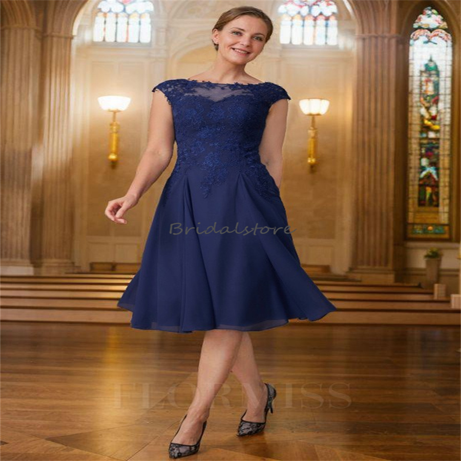 Chic Two Pieces Mother Of The Bride Dresses 2024 Knee Length Appliques Lace Chiffon Beach Wedding Guest Dress With Jacket Party Dance Birthday A Line 