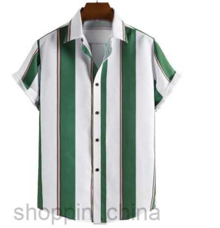 Men's Casual Shirts Men's short sleeved shirt, summer new fashionable color contrast striped single breasted lapel shirt tops