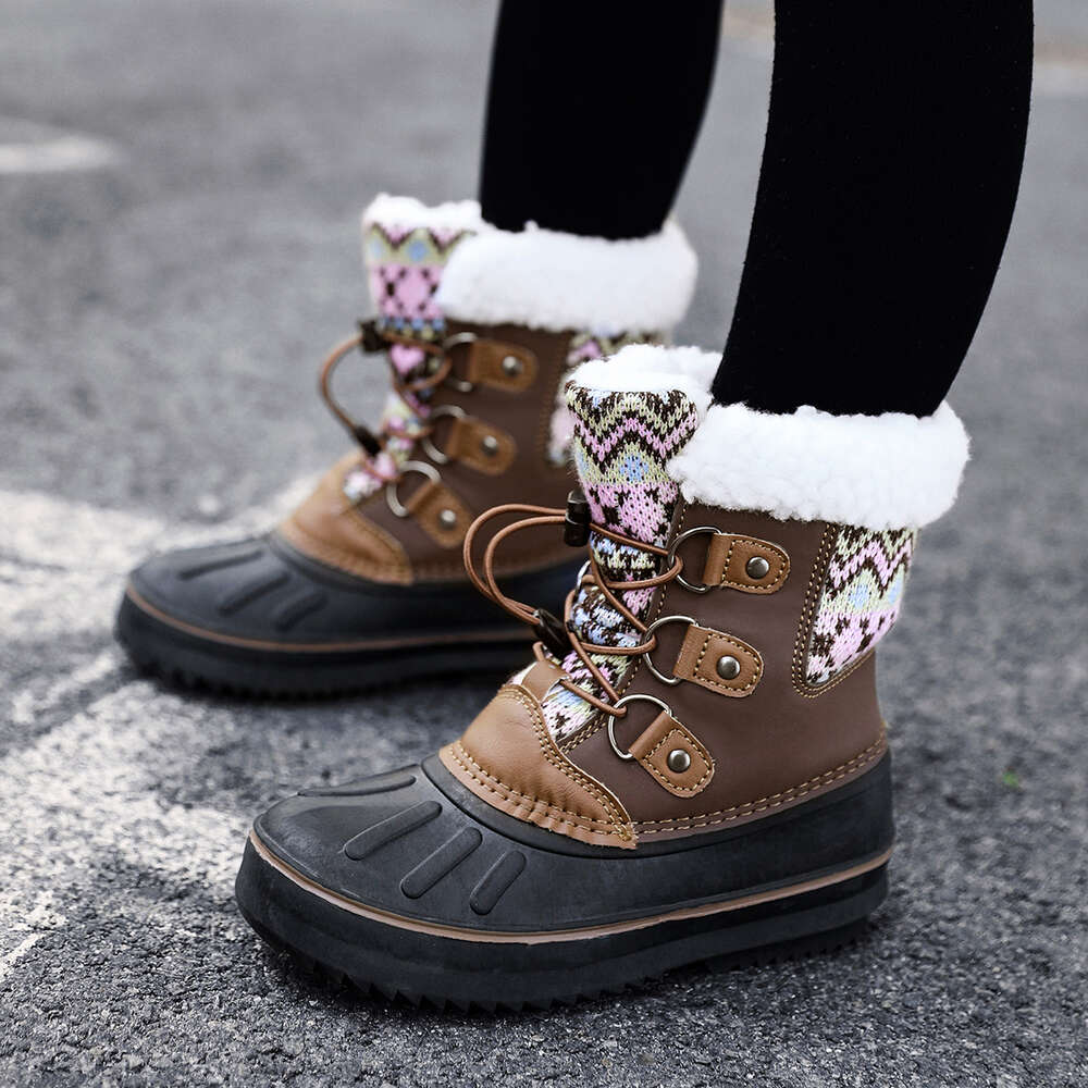 Hot Sale Anti-slip Outdoor Children Plus Veet Waterproof Warm Cotton Shoes Kids Winter Snow Boots