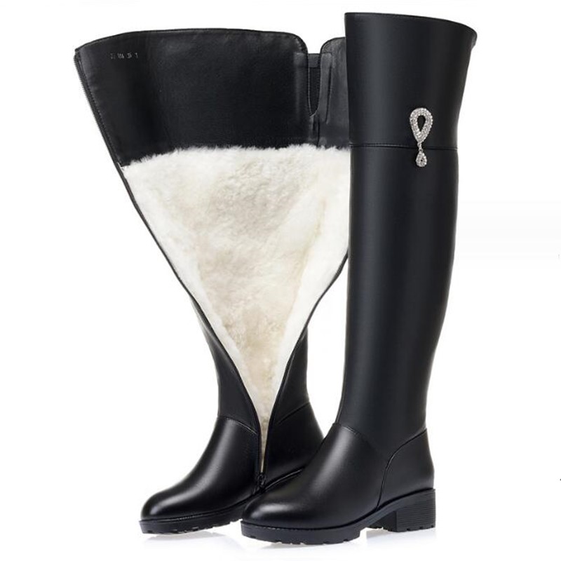 AIYUQI Thigh High Genuine leather Boots Women 2024 New Winter Women Long Boots Large Size Wool Warm Over The Knee Boots Ladies