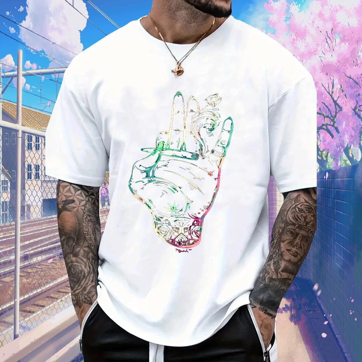 Fashion New T Shirts Men Cartoon Printing S-3XL Hip Hop Men Tops Tees Cotton O Neck Short Sleeves Designer