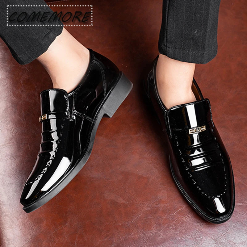 Patented leather mens shoes classic mens formal leather shoes formal office work mens parties Oxford business footwear PU 240611