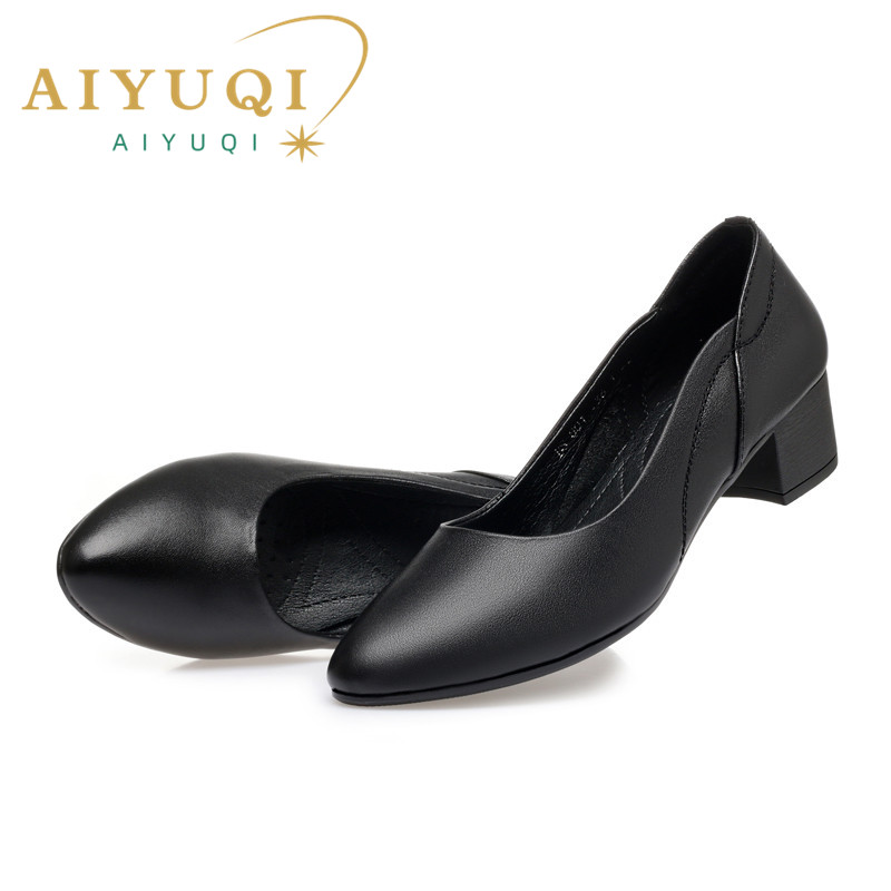 Ladies AIYUQI New Footwear 2024 Autumn New Genuine Leather Women Lady Formal Wear Female Office Shoes 2e2e