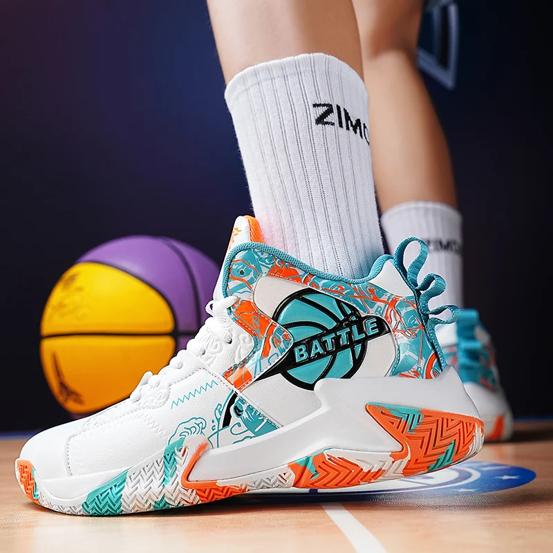 Men's Breathable Mesh Basketball Shoes for Outdoor Sports