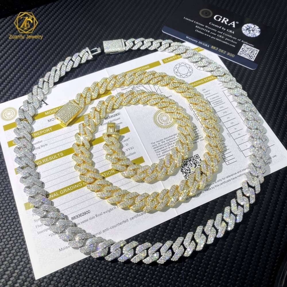 Wholesale Price Hip Hop Fine Jewelry Necklace 6mm 8mm 12mm 925 Sterling Silver Dvvs Diamond Moissanite Cuban Chain Necklace
