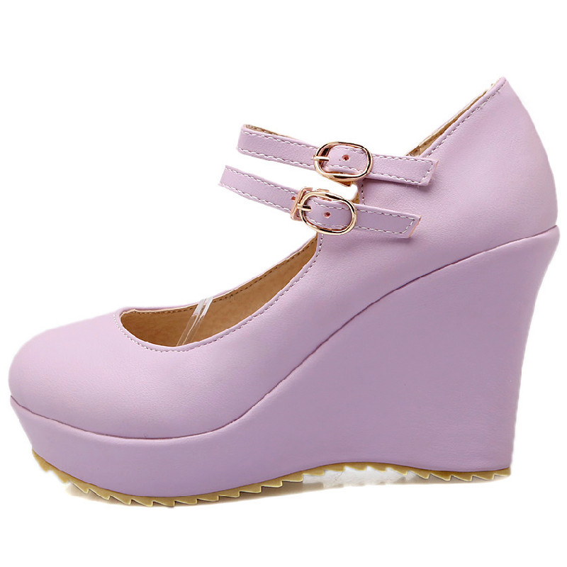 Casual Wedge Shoes For Women Classic Black Nude White Wedges Heeled Elegant Ankle Straps OL Office Wedding Shoes Lady