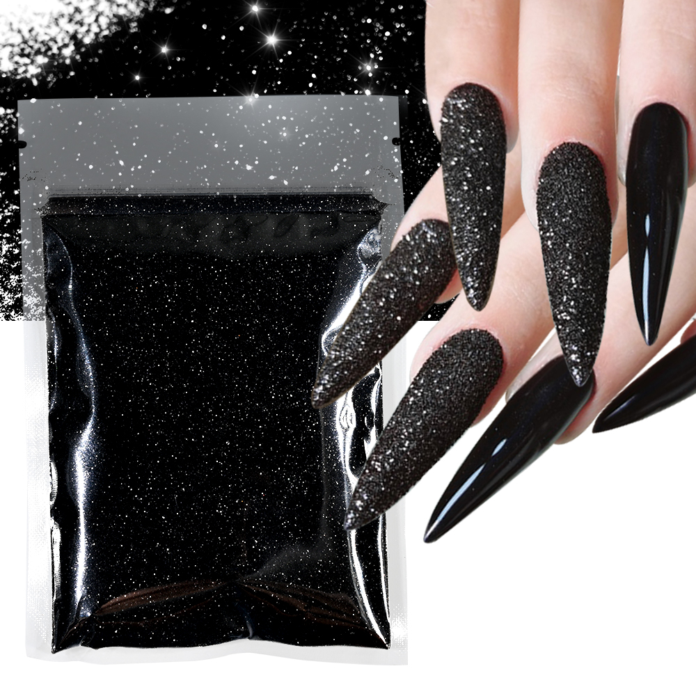 10g/bag Shinning Sugar Glitter Nail Powder 0.2mm Snow Candy Sweater Yarn Iridescent Powder White/Black Sugar Pigment Dust &*&