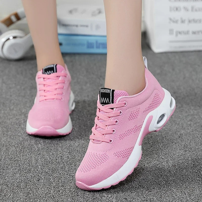 Womens Trainers Casual Mesh Sneakers Pink Women Flat Shoes Lightweight Soft Sneakers Breathable Footwear Womens Running Shoes 240612