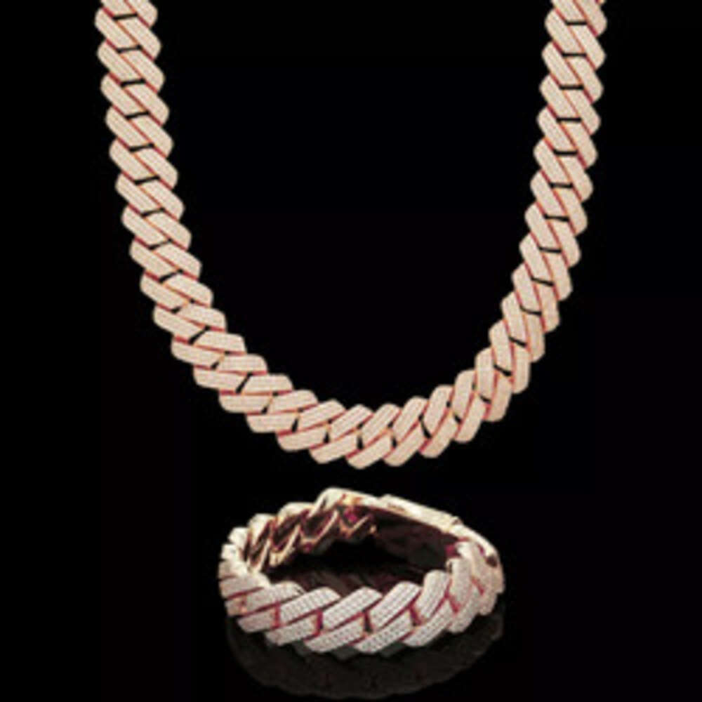 Wholesale Price 14mm 925 Silver Moissanite Cuban Chain Ice Out Round Brilliant Cut Vvs Moissanite Gold Plated Necklace