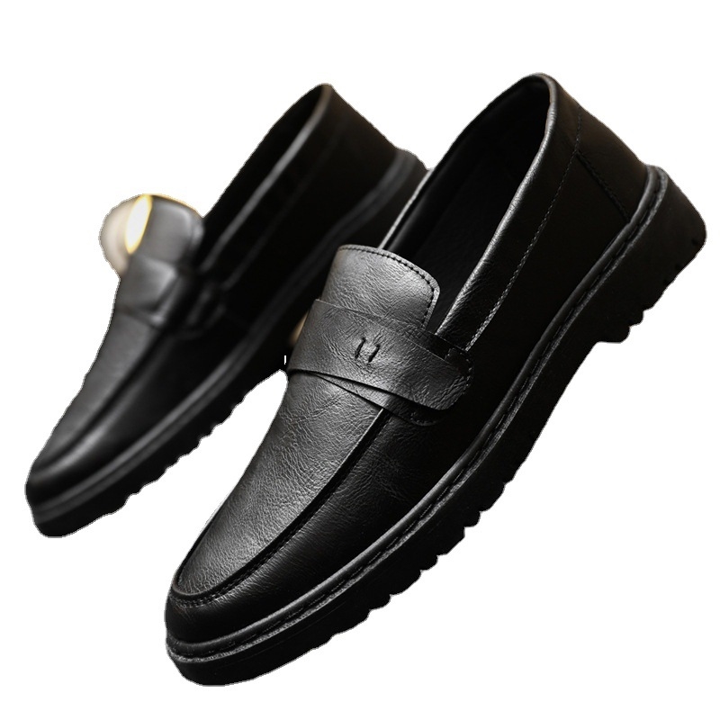 2024 New Summer Casual Light Bean Shoes Men'S Loafers Street Beat Spirit Boy Leather Waterproof Men'S Shoes