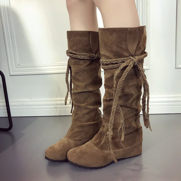 Zapatos Mujer Woman Spring Winter Women Boot Trend Suede Casual Tassels Boot Female Knee-length Women Boot Large43 Botas Mujer