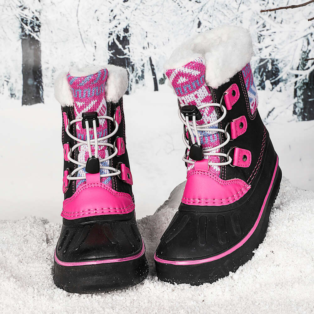 Hot Sale Anti-slip Outdoor Children Plus Veet Waterproof Warm Cotton Shoes Kids Winter Snow Boots