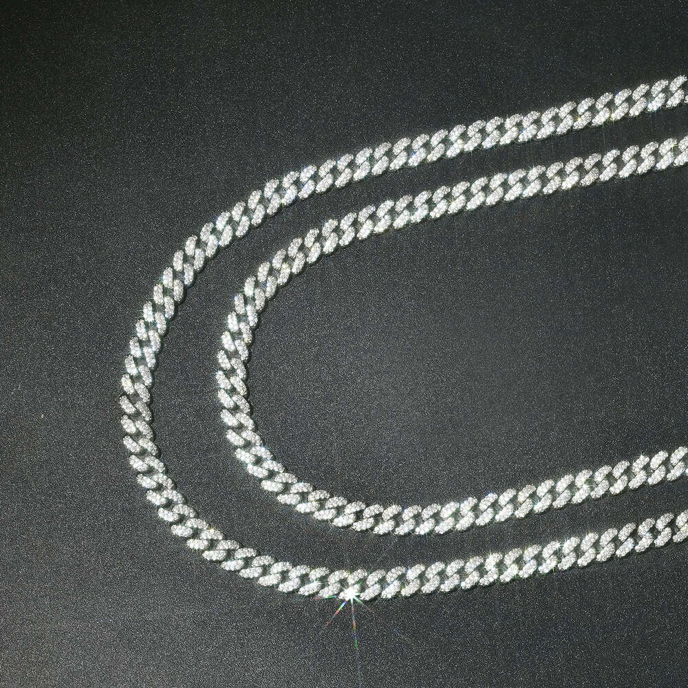 Fine Jewelry 6mm Moissanite 925 Sterling Silver Moissanite 18k Gold Chain Cuban Link Chain Mens and Womens Jewelry