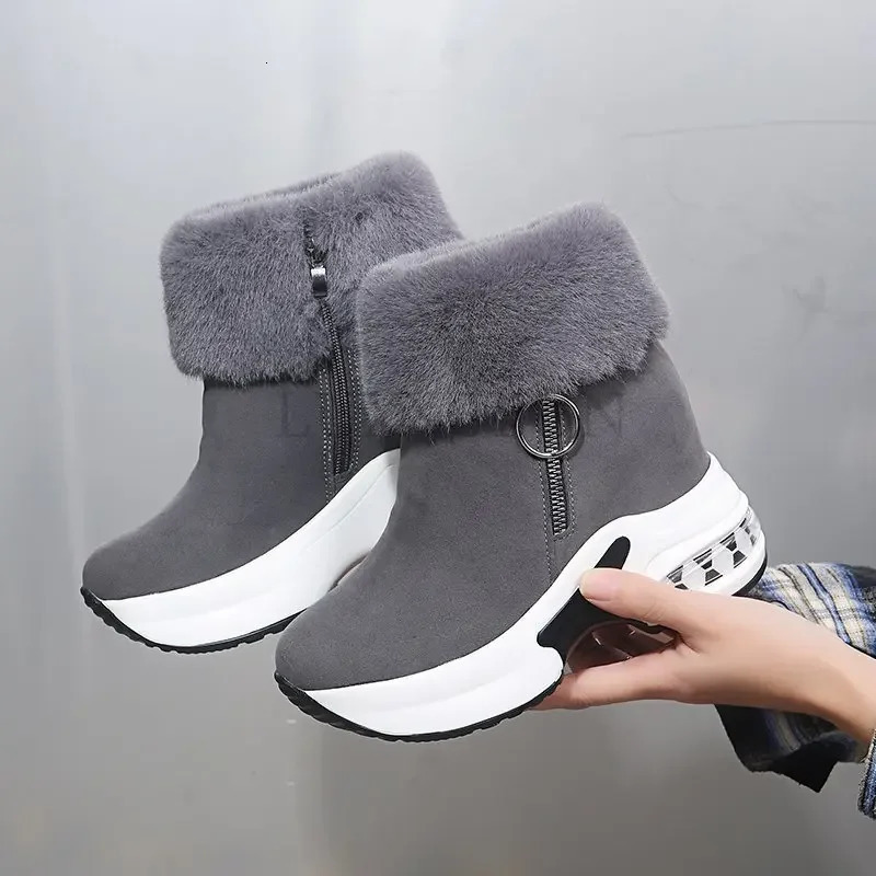 Womens ankle boots warm plush winter shoes womens high heels womens snow shoes height increase 240611