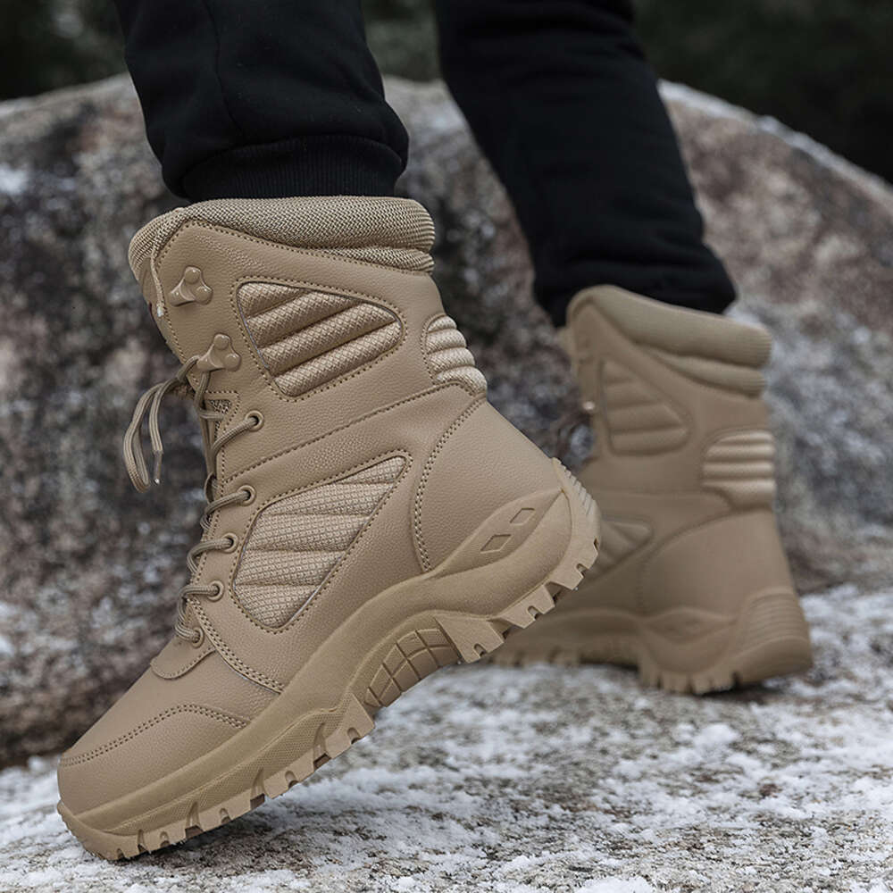New High-top Climbing Outdoor Hiking for Men Tactical Training Boots Adult Winter Shoes Rubber Round A09