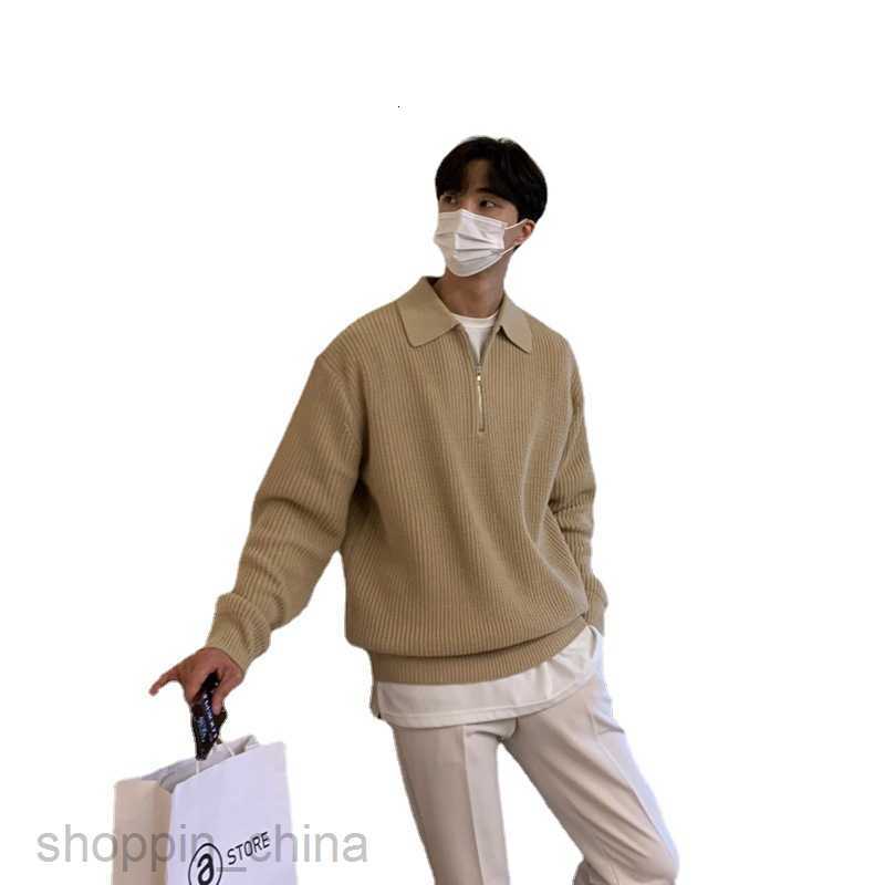 Men's Sweaters POLO Collar Sweater Man Winter Thickened Loose Half Zipper Knitwear Autumn and Winter Slouchy Fashion Coat