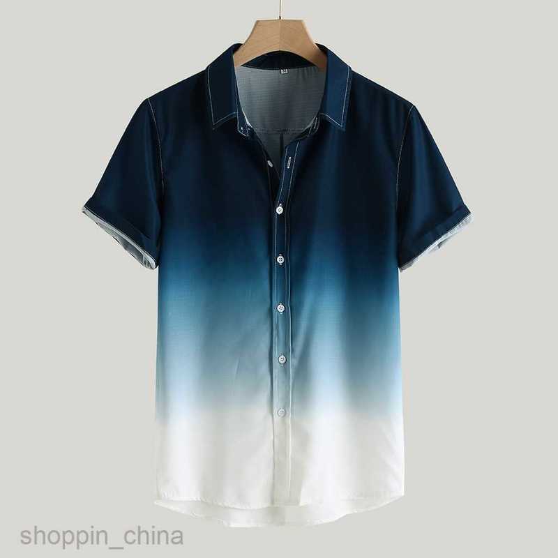Men's Casual Shirts Men's short sleeved shirt, summer new fashionable color contrast striped single breasted lapel shirt tops