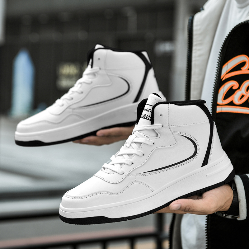 Brand Mens High-top Sneakers Non-slip Basketball Shoes Breathable Tennis Shoes Comfortable Leather Sports Shoes Unisex Sneakers