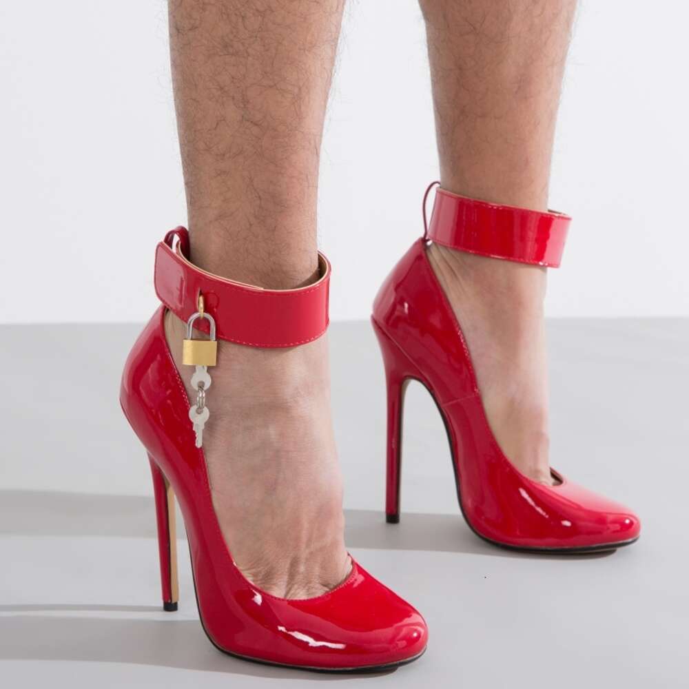 Sexy 14Cm Extreme High Heels Pumps Shoes Woman Key Straps Black Red Heeled Dance Party Wedding Office Shoess Ladies Large Size