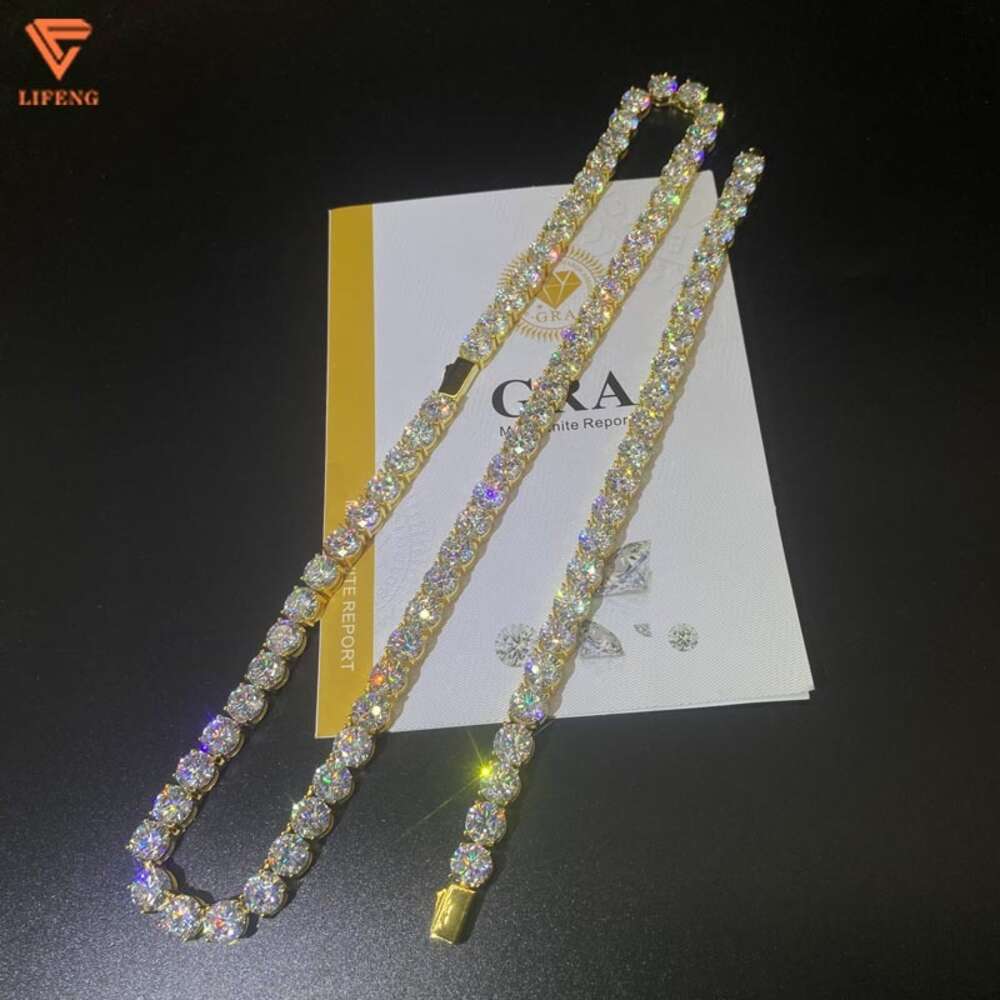 Lifeng Jewelry 925 Silver 18k Gold Plated Tennis Chain Iced Out 8mm d Vvs Moissanite Tennis Link Chain Necklace Set Bracelet