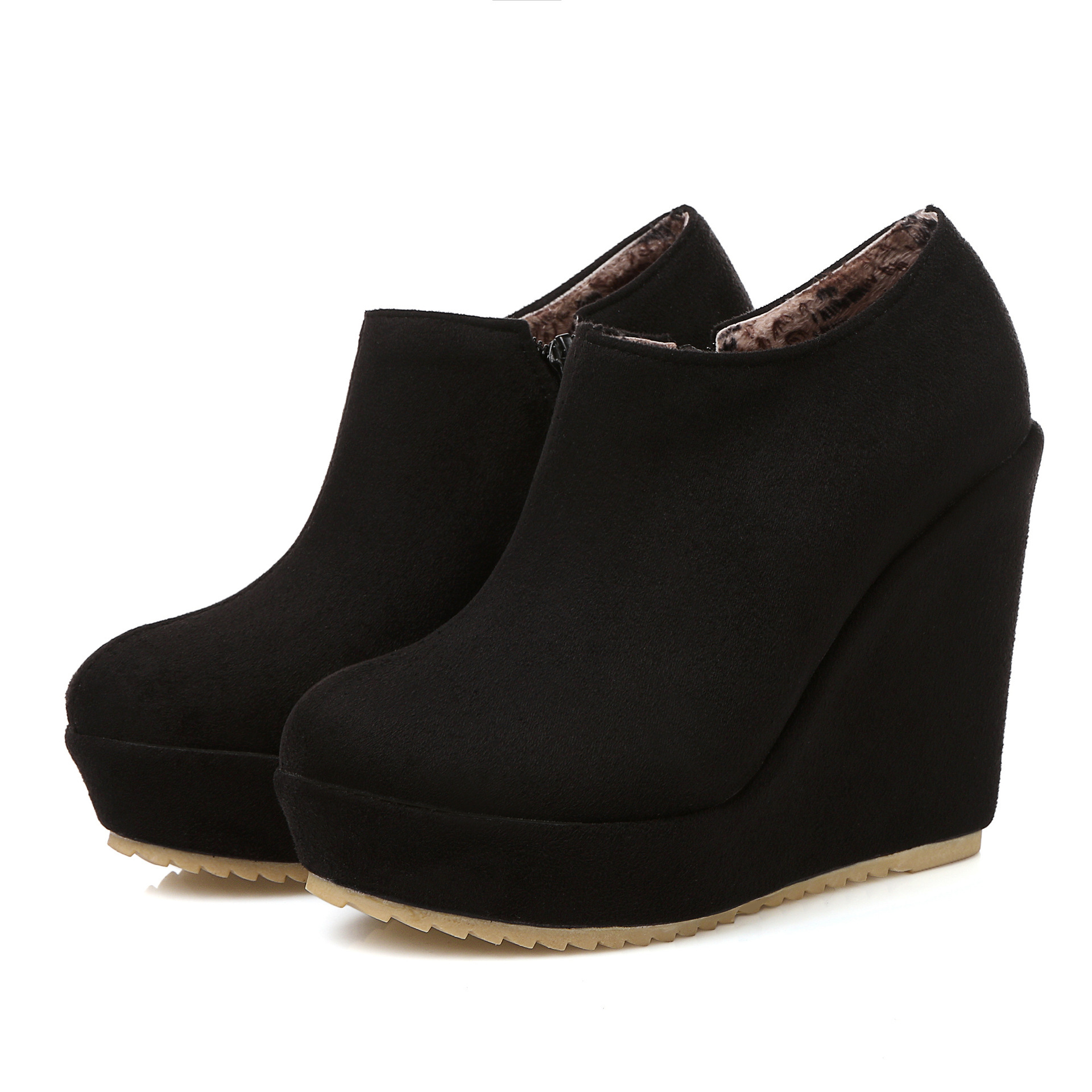 Autumn 2021 Winter New Stylish Women Sexy Platform Round Toe Wedges Woman Ankle Boots Plus size fvb67 2ea9